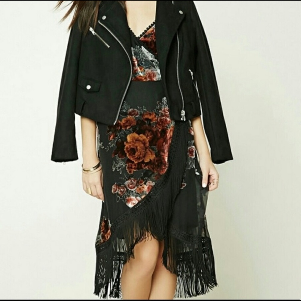 ISO Forever 21 velvet wrap fringe dress
